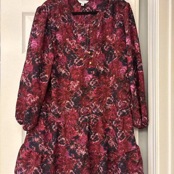 Time & Tru Womens Summer Floral Dress Tiered Balloon Long Sleeve Size XXL 20 - Picture 10 of 11